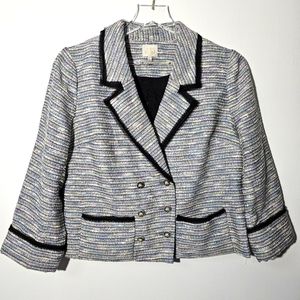 Anthropologie Coquille Jacket Tweed Woven Size 6 Blazer with funky buttons